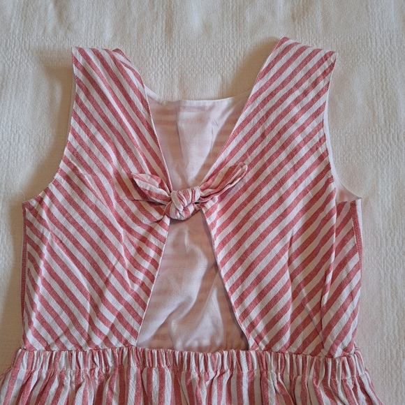 Vineyard Vines girls size 14 lt red and white stripe, back cutout with tie dress - Picture 5 of 6